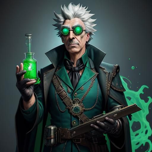 Evil Alchemist with Steampunk Goggles Digital Art