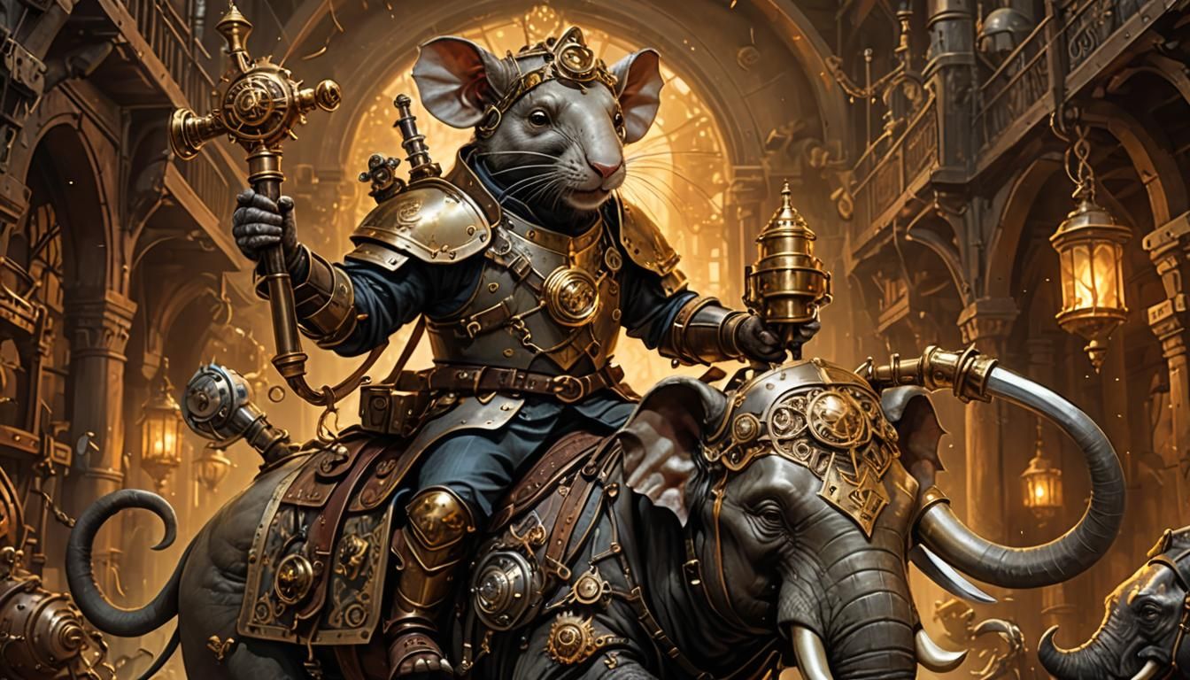 Steampunk Rat Warrior on War Elephant