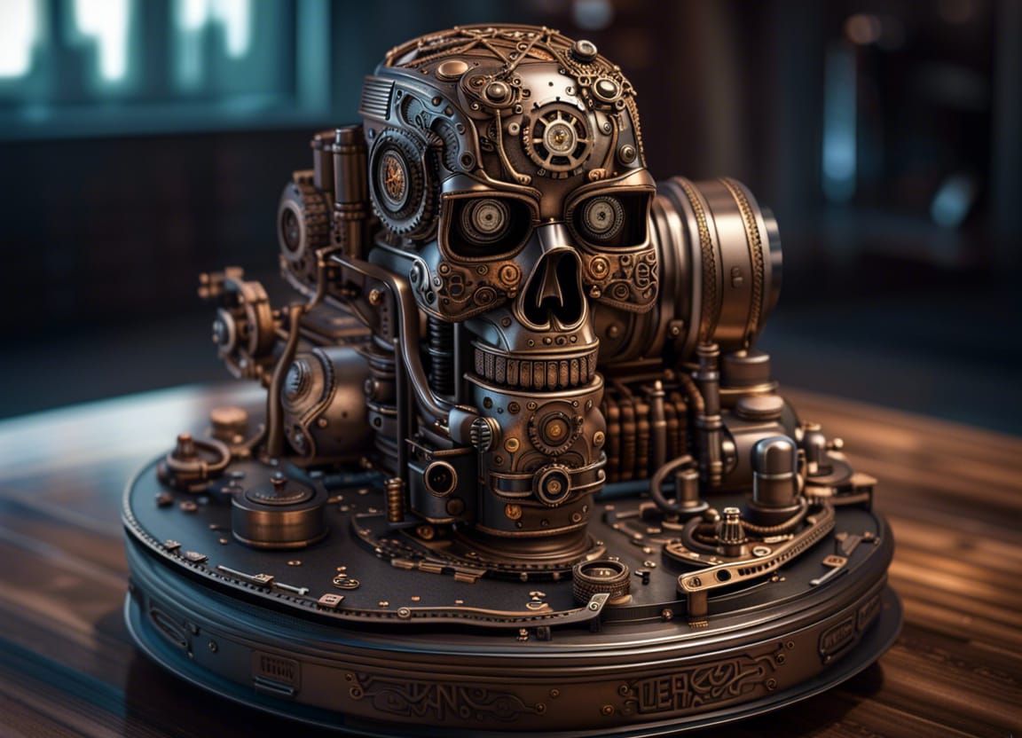Steampunk Terminator Wedding Cake: 3D Digital Art