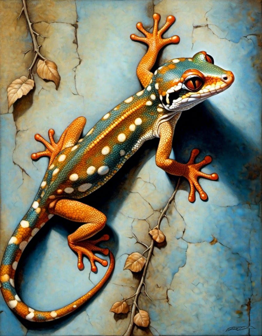 Gecko Portrait in Realistic Style