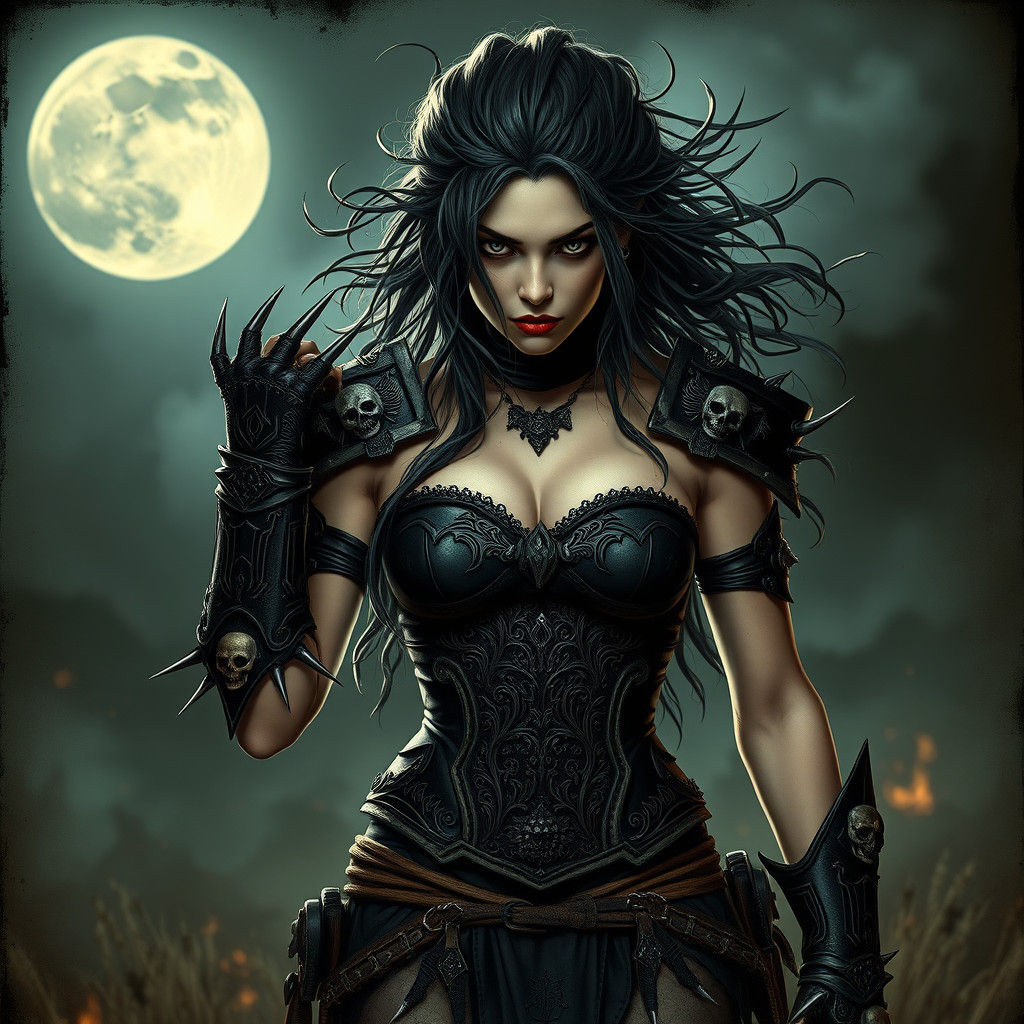 Grunge style, stylish female, (a formidable heroine:1.3), (g...