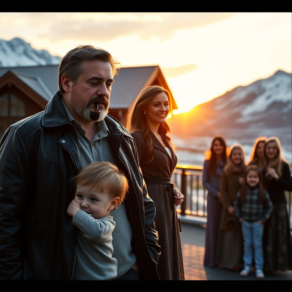 Alaskan Family Home in Warm Sunset Light