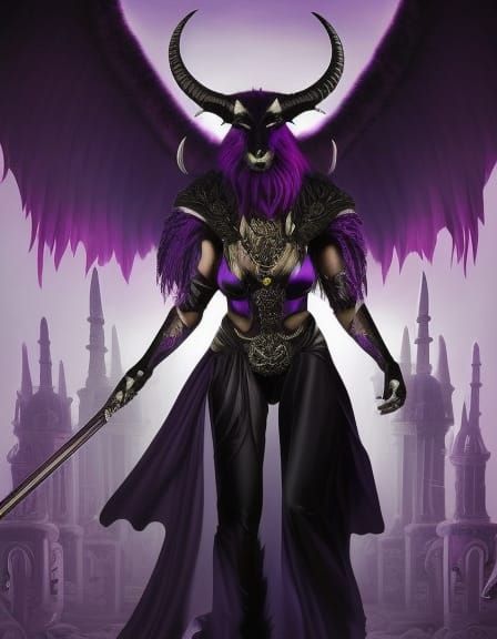 Anthropomorphic Baphomet Goddess in Gothic Art Style