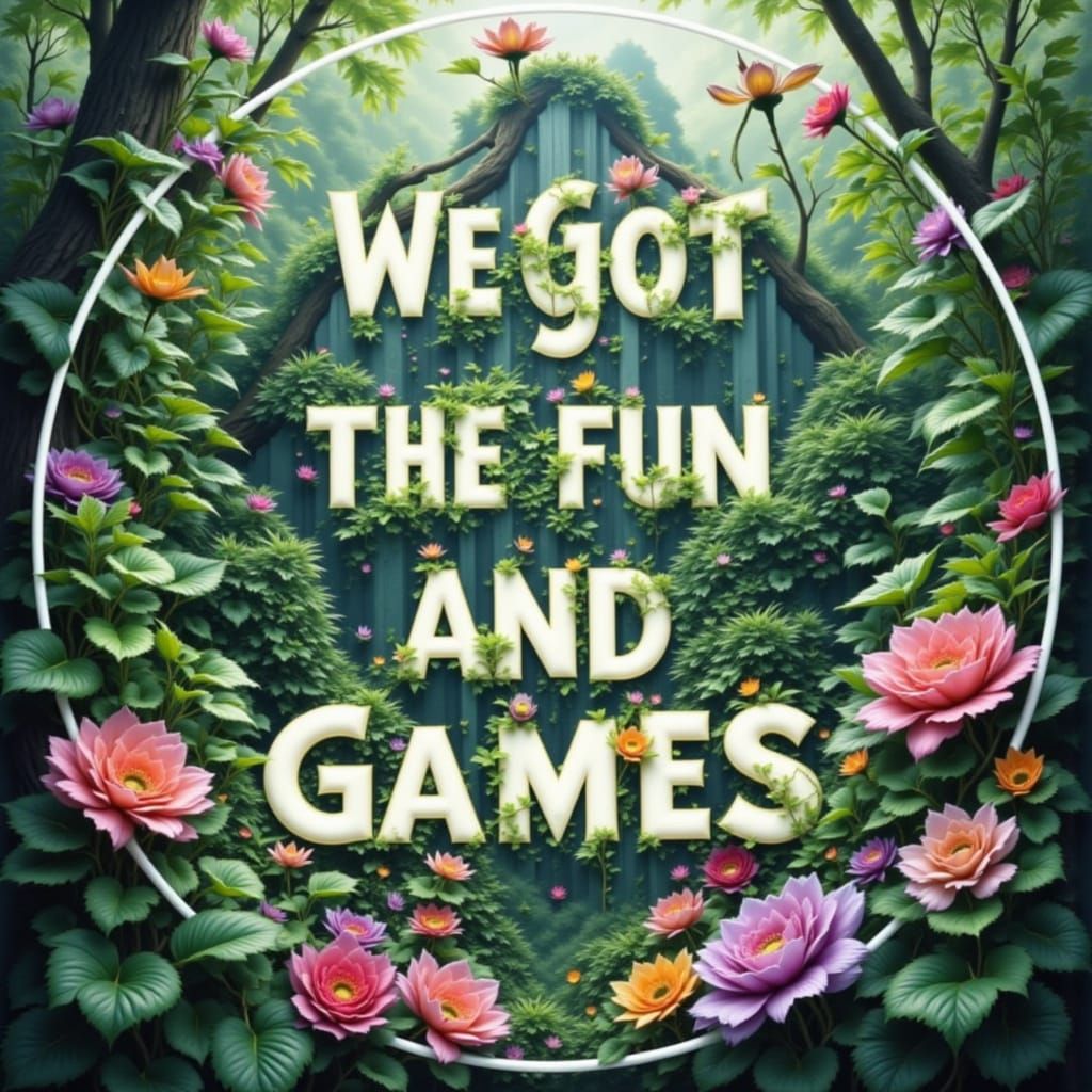 Jungle Landscape with Ethereal Digital Art and Text Overlays