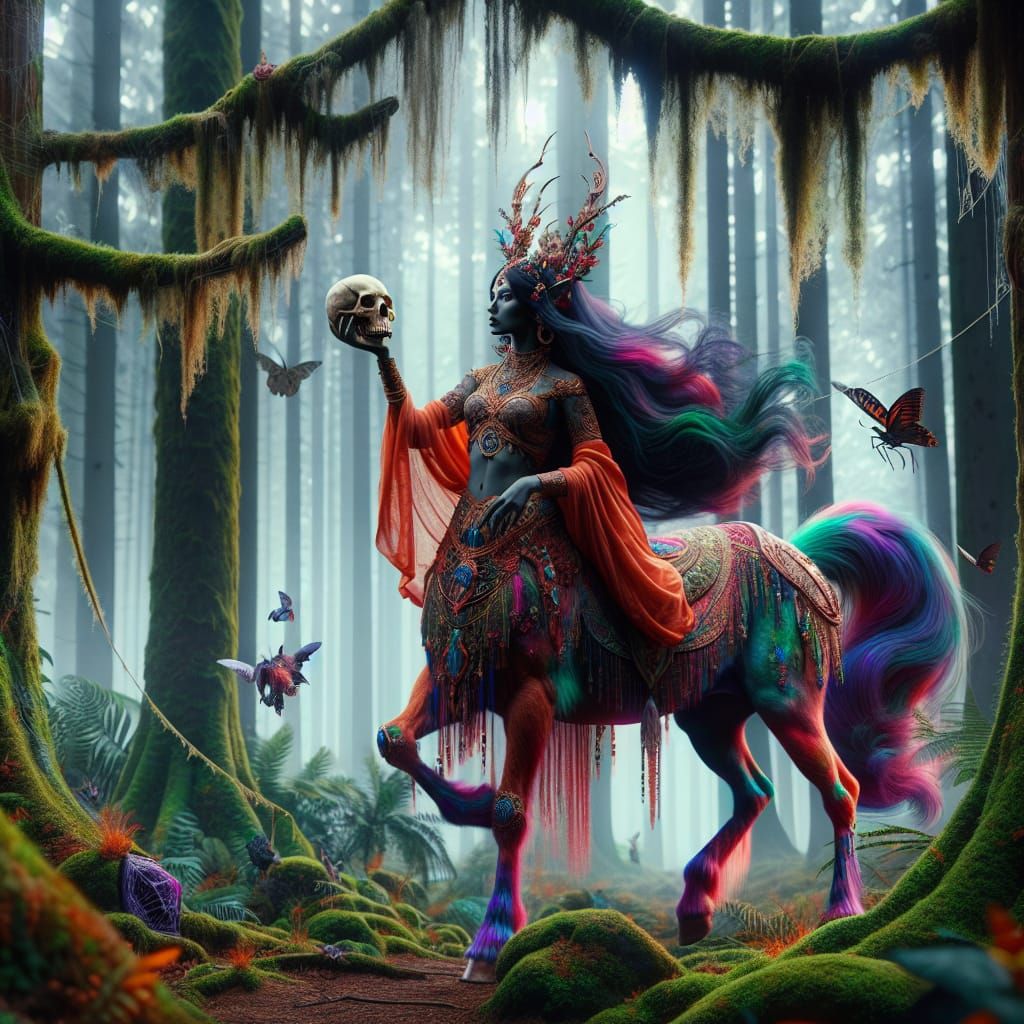 Majestic Centaur Witch in Enchanted Forest