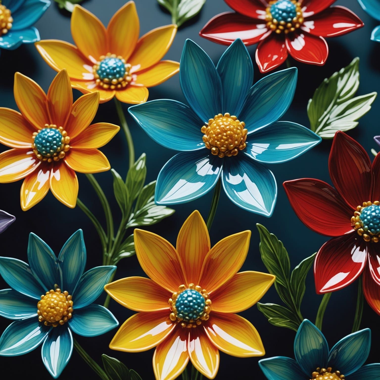 Enamelled Glass Flowers: Hyperdetailed Professional Photogra...