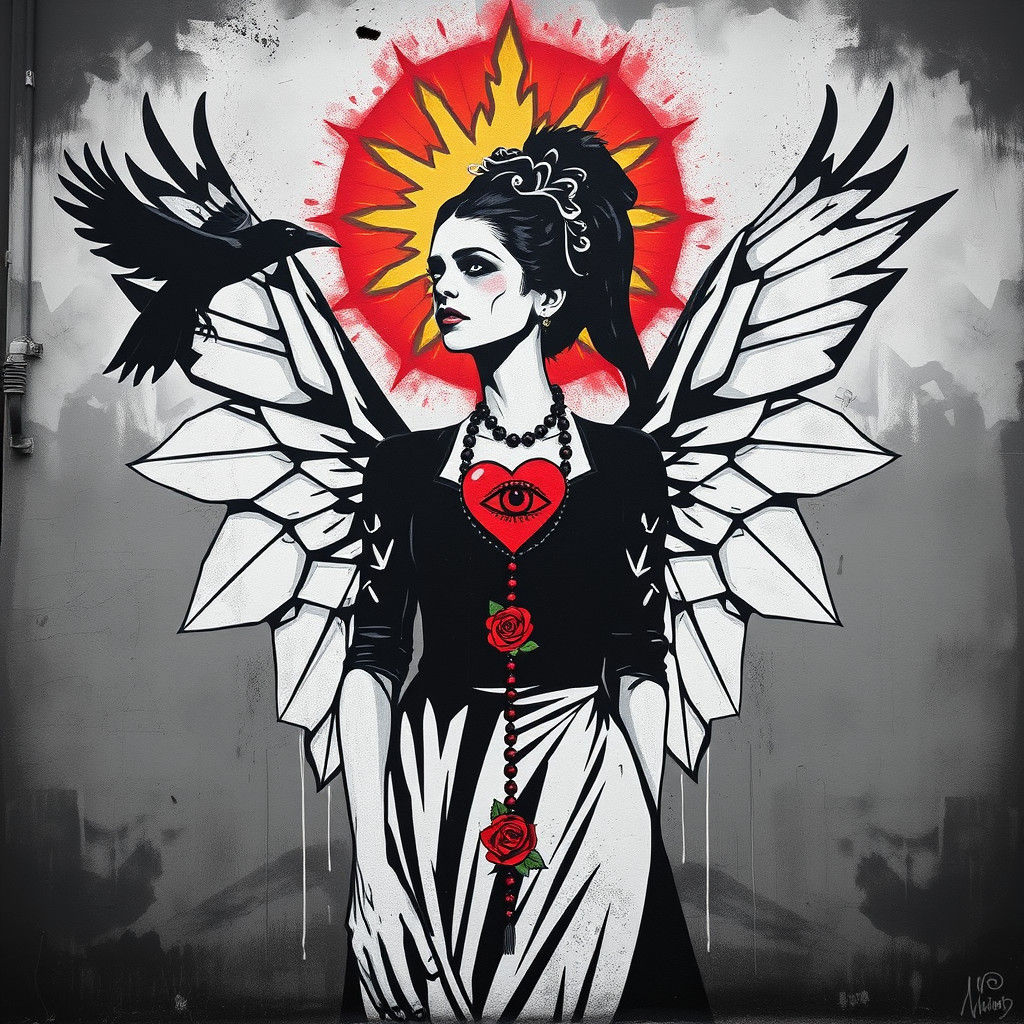 Goth Punk Graffiti Mural Inspired by Frida Kahlo