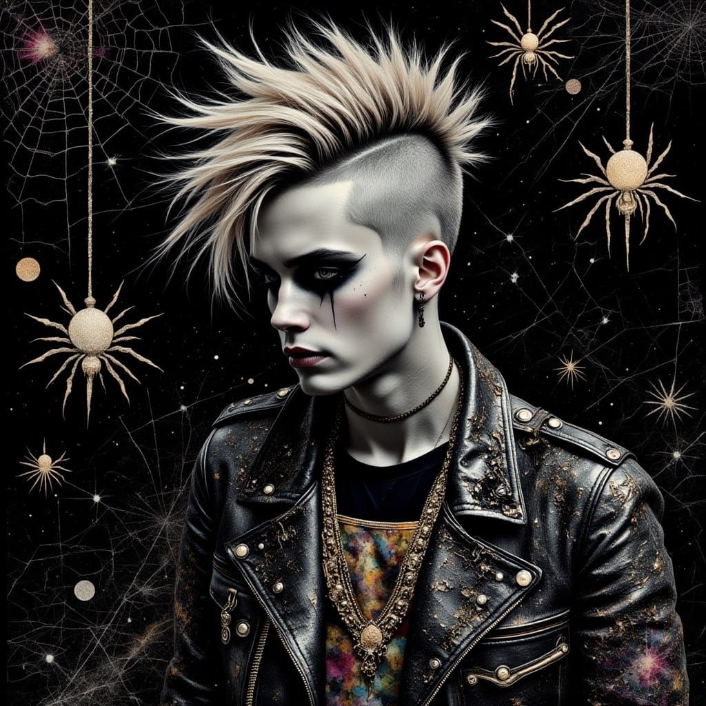 Goth Punk Asian Man with Spiky Hair