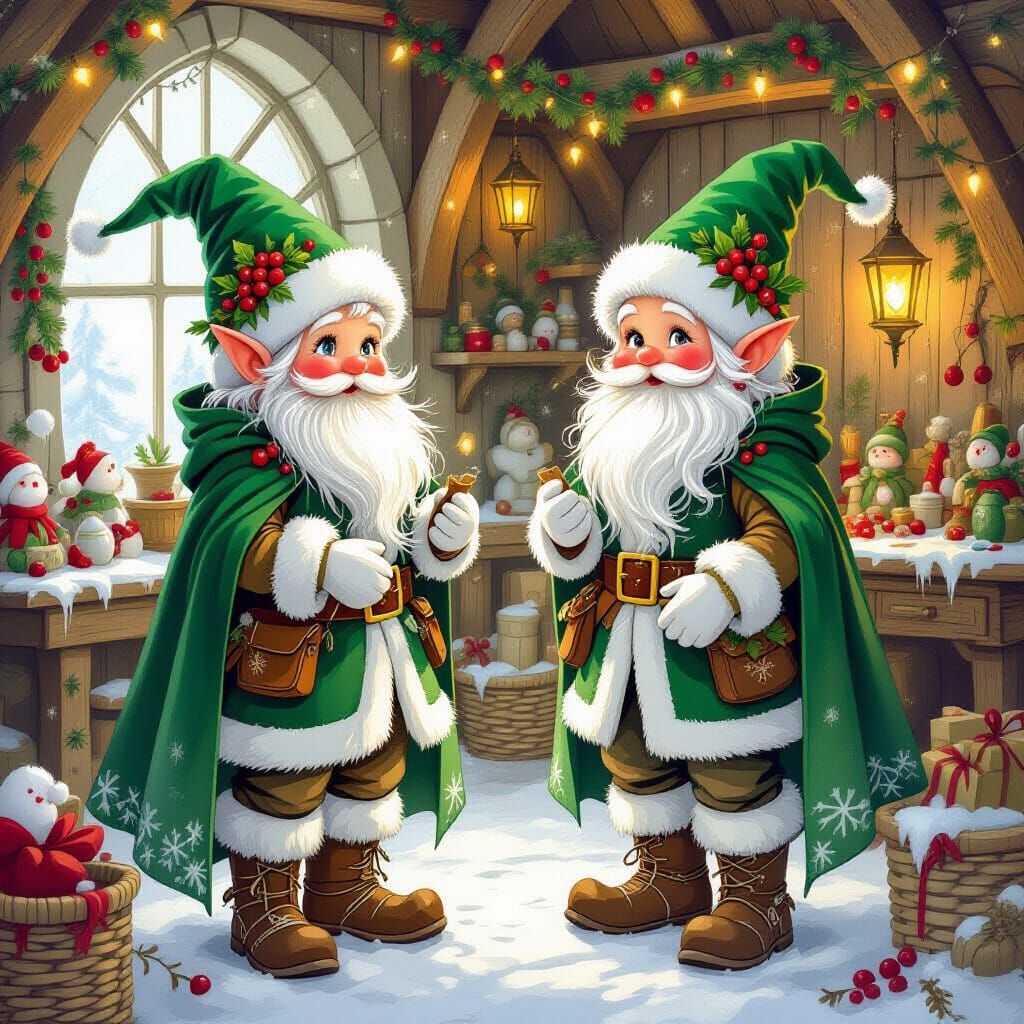 North Pole Elves in Nature-Inspired Winter Attire