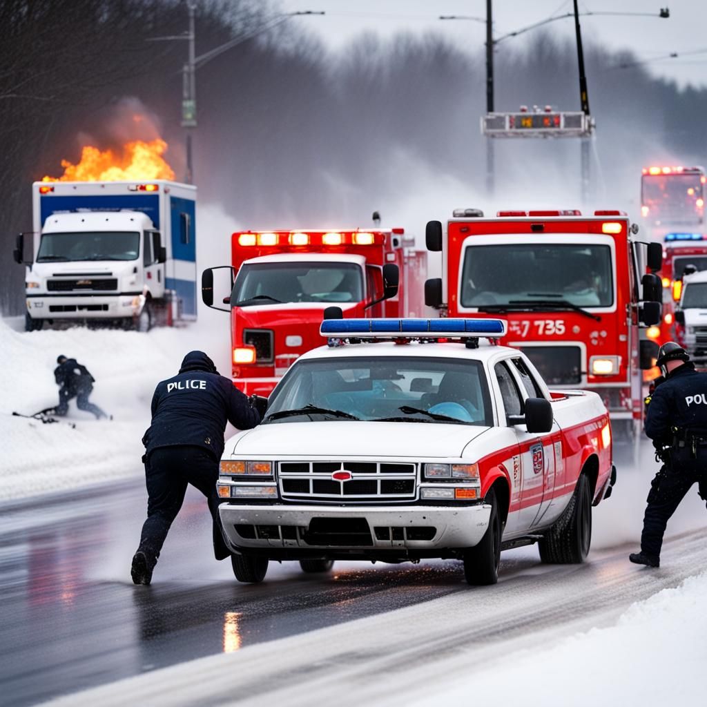 Drag Race Accident in Snow, Emergency Response