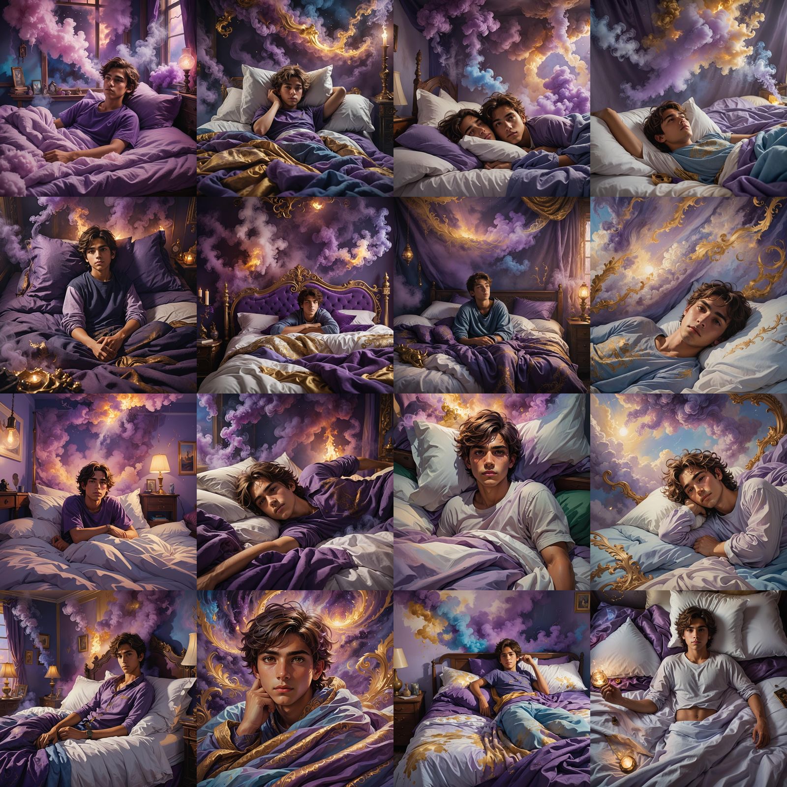 Teen Boy in Smoky Bedroom: Fantasy Concept Art