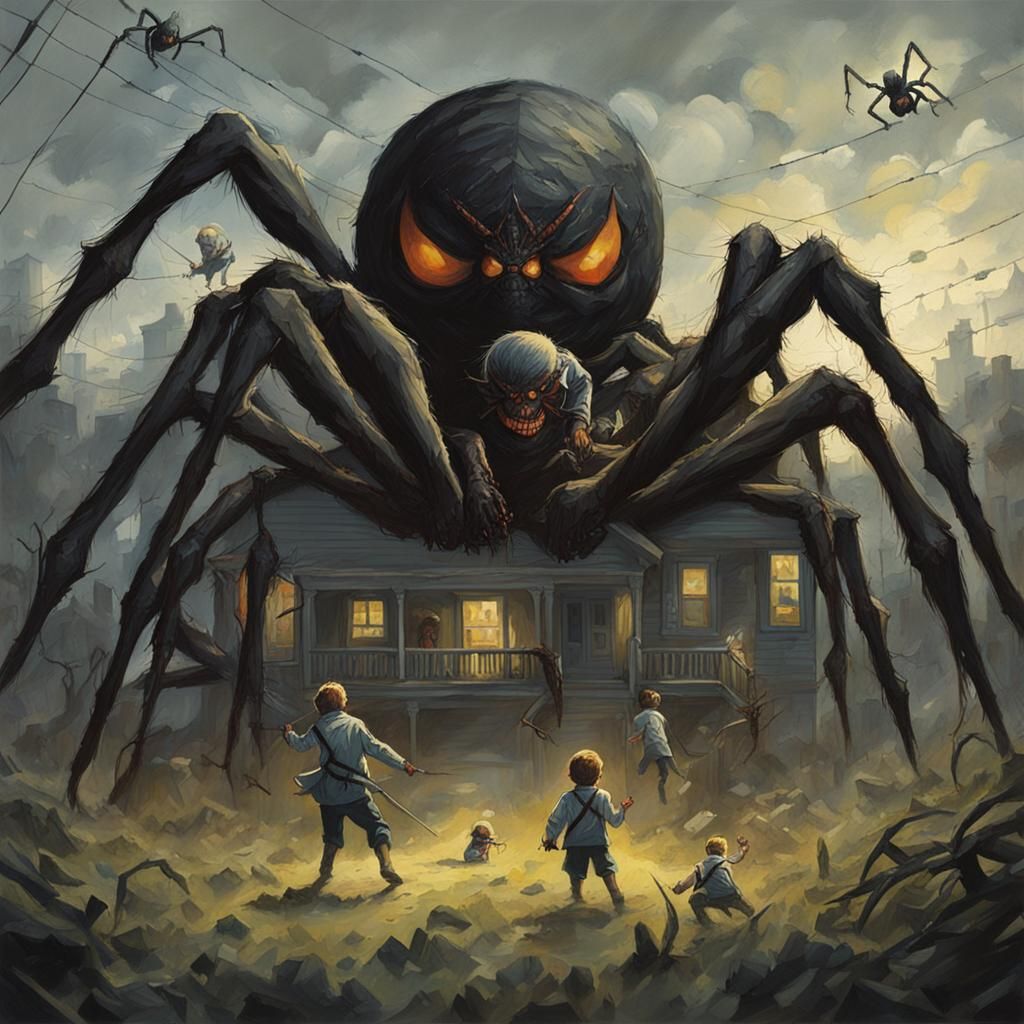 Giant Spiders Attack: Sinister Illustration