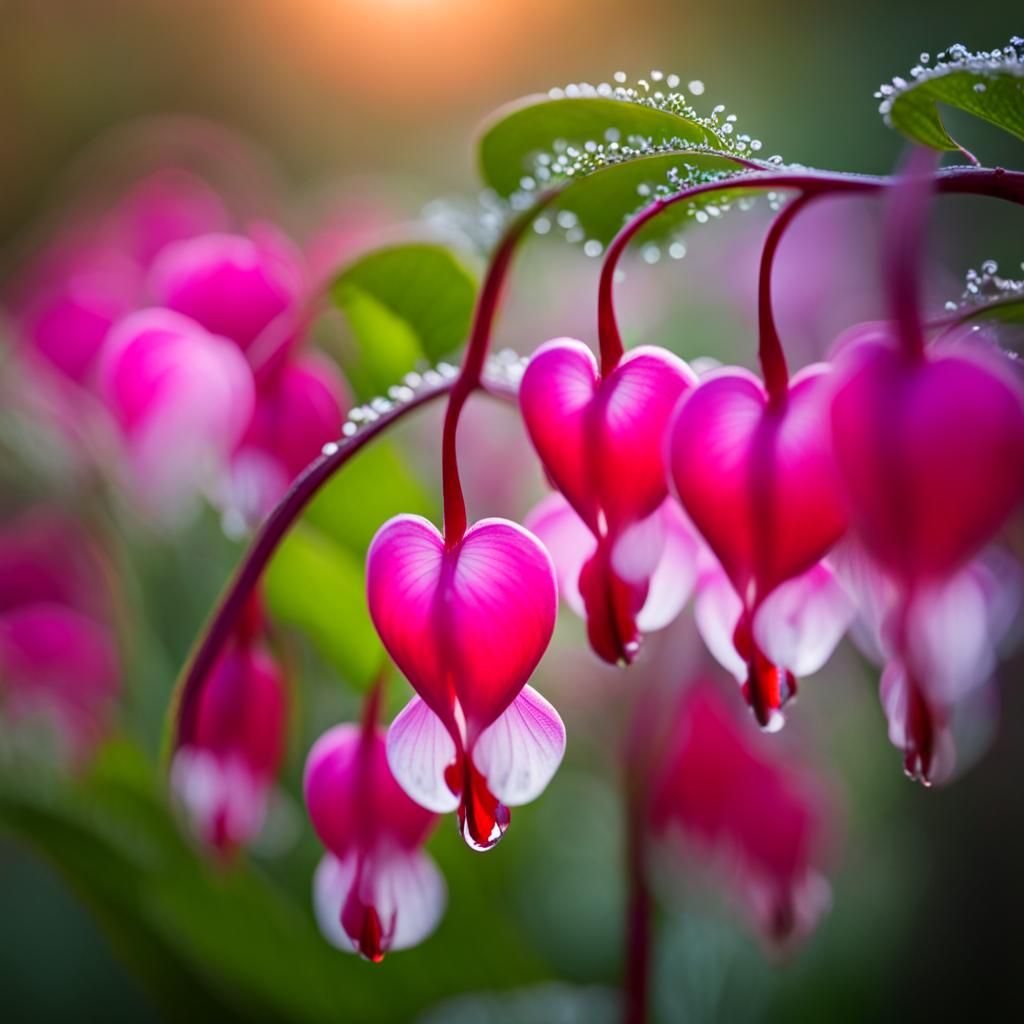Dew-Kissed Bleeding Heart Plant: Professional Photography