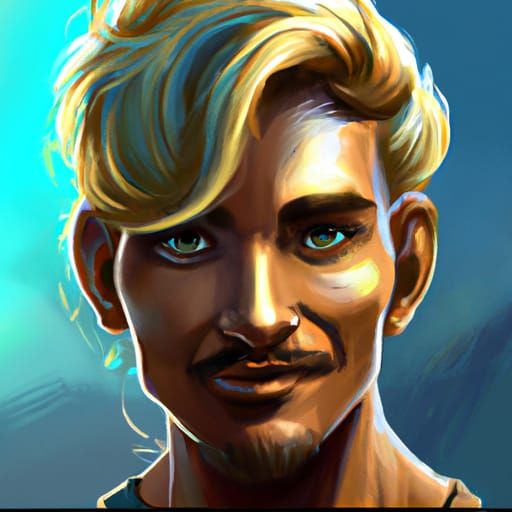 Detailed Portrait of Man with Dynamic Lighting