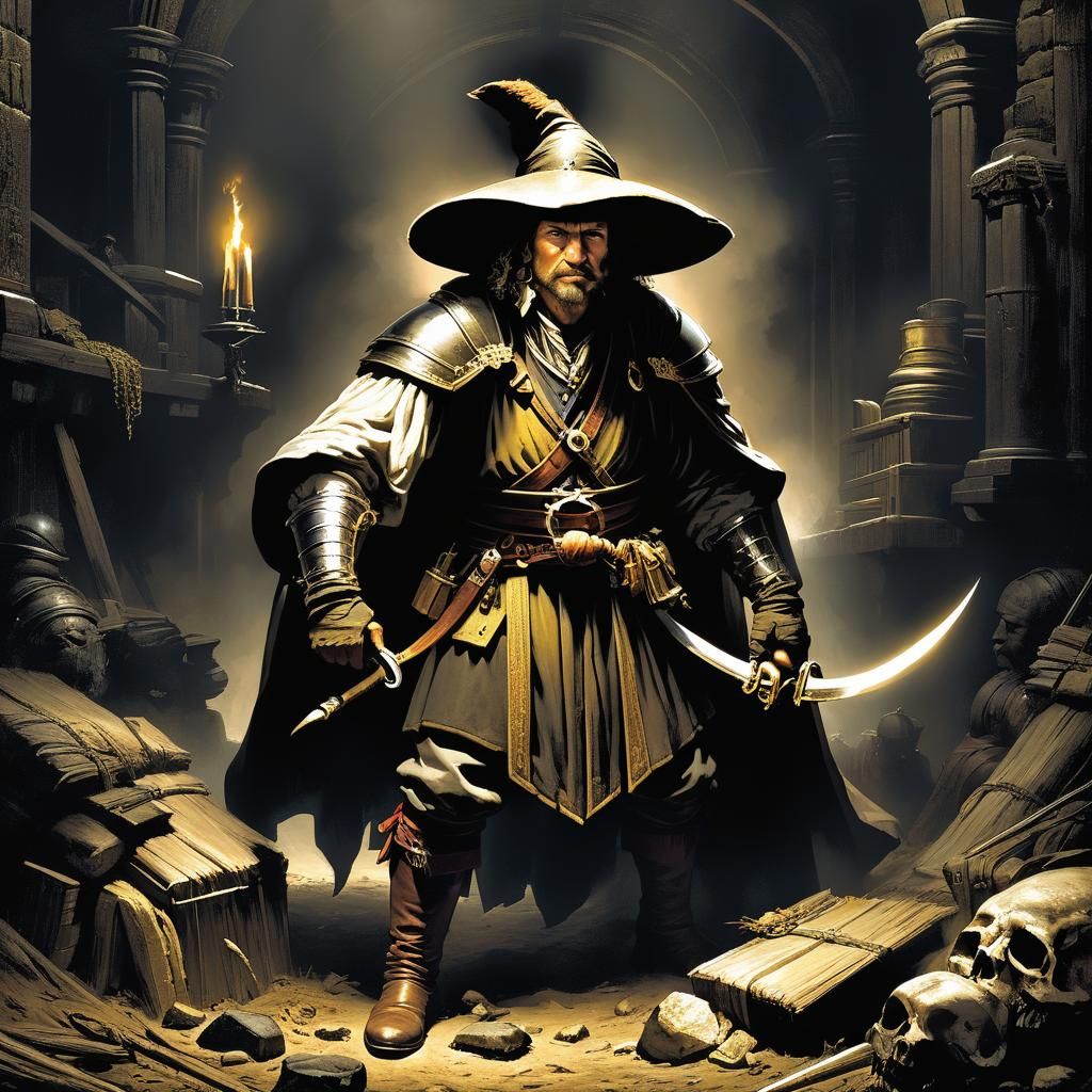 Grimdark Scene in Classical Painting Style