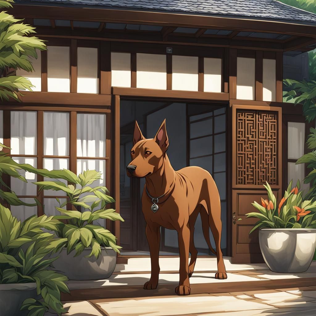 Brown Thai Ridgeback in Anime Style