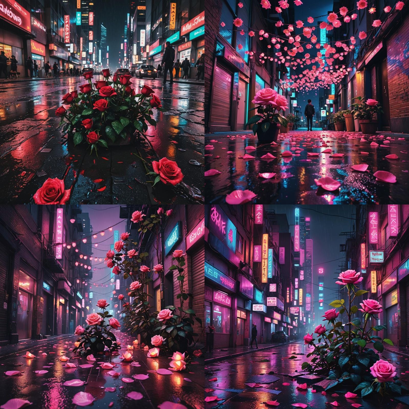 Roses in the City: Synthwave Neon Art