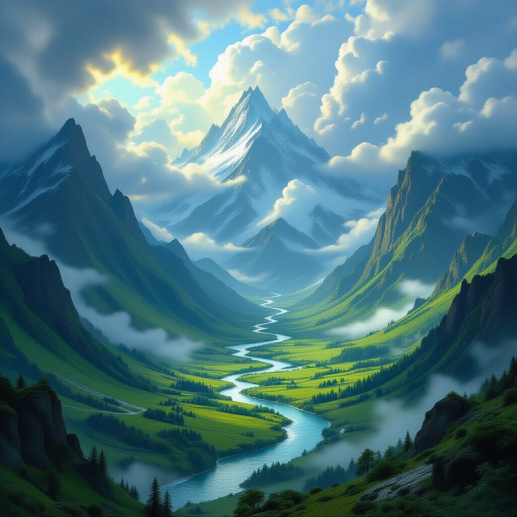 Epic Fantasy Landscape: Tolkien Inspired Valley