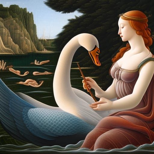 Leda and the Swan: Renaissance Style Painting