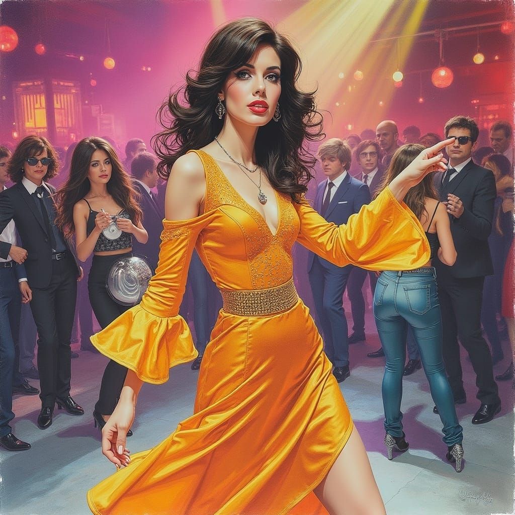 Dramatic Disco Diva in Retro Futuristic Style