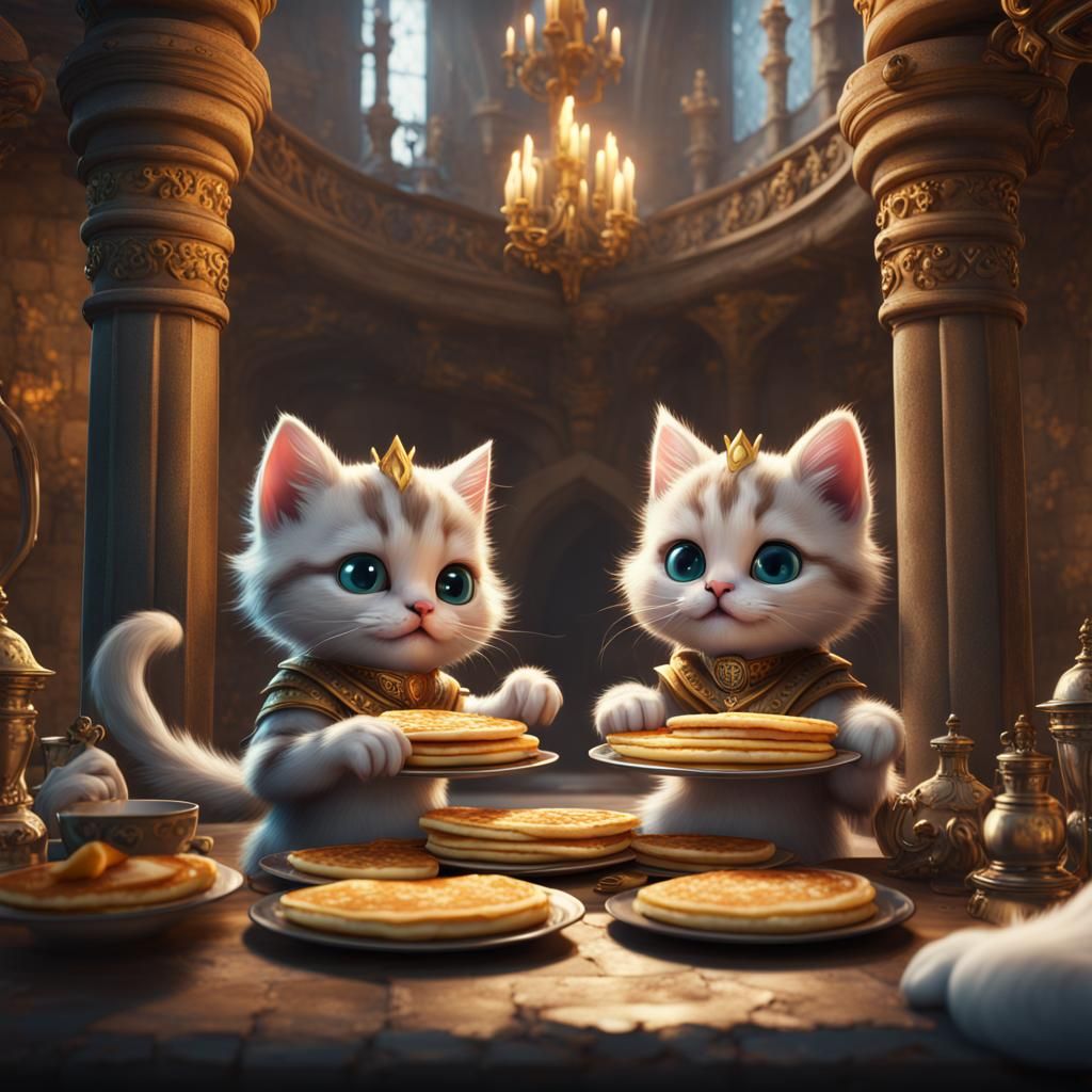 Kitten Kings Feast on Pancakes in Castle
