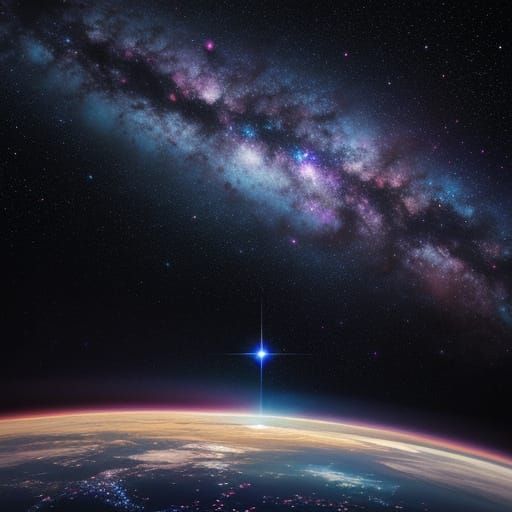 Cosmic Digital Painting of a Galaxy with Astronaut