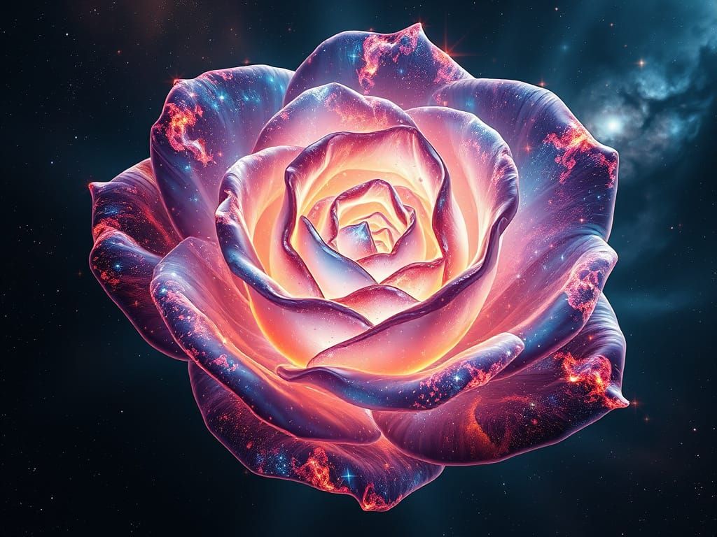 Cosmic Rose Nebula in Surreal Abstract Style