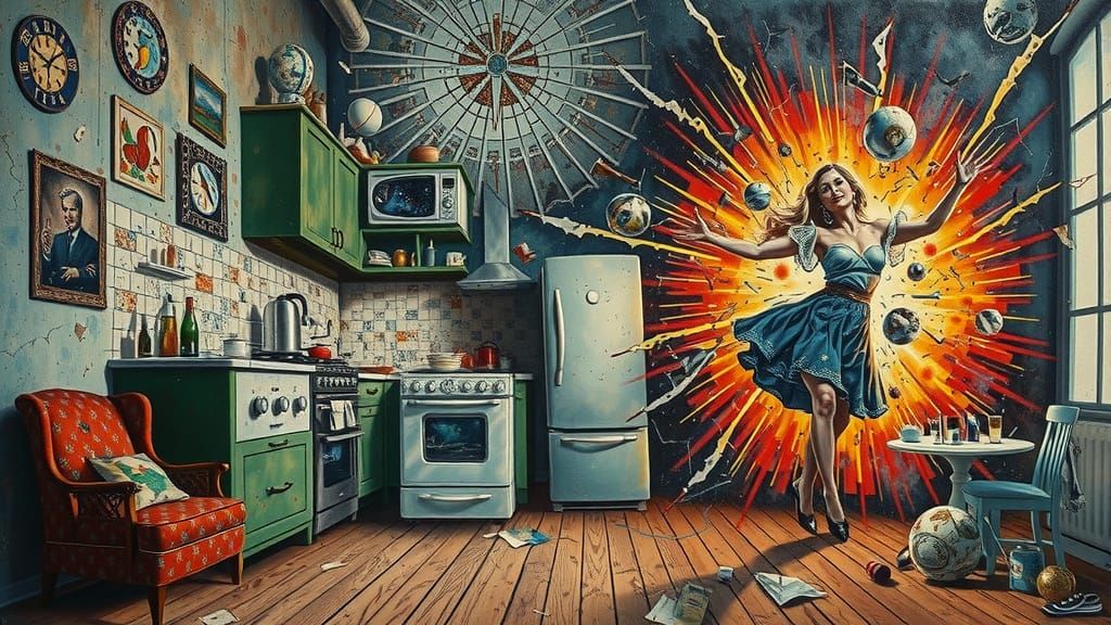 Bauhaus surrealism melting distortions mind bending cracked ...