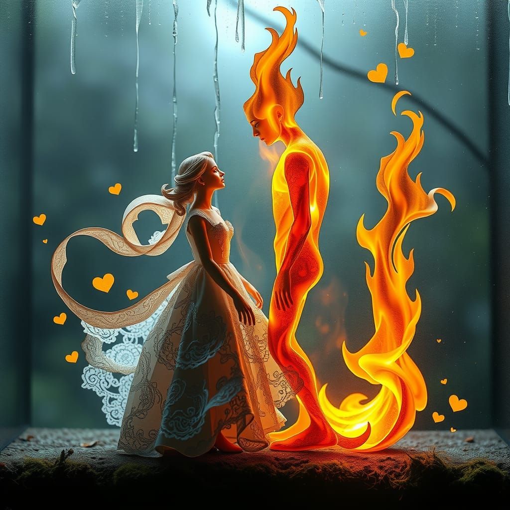 Fiery Encounter: A Surreal Paper Sculpture