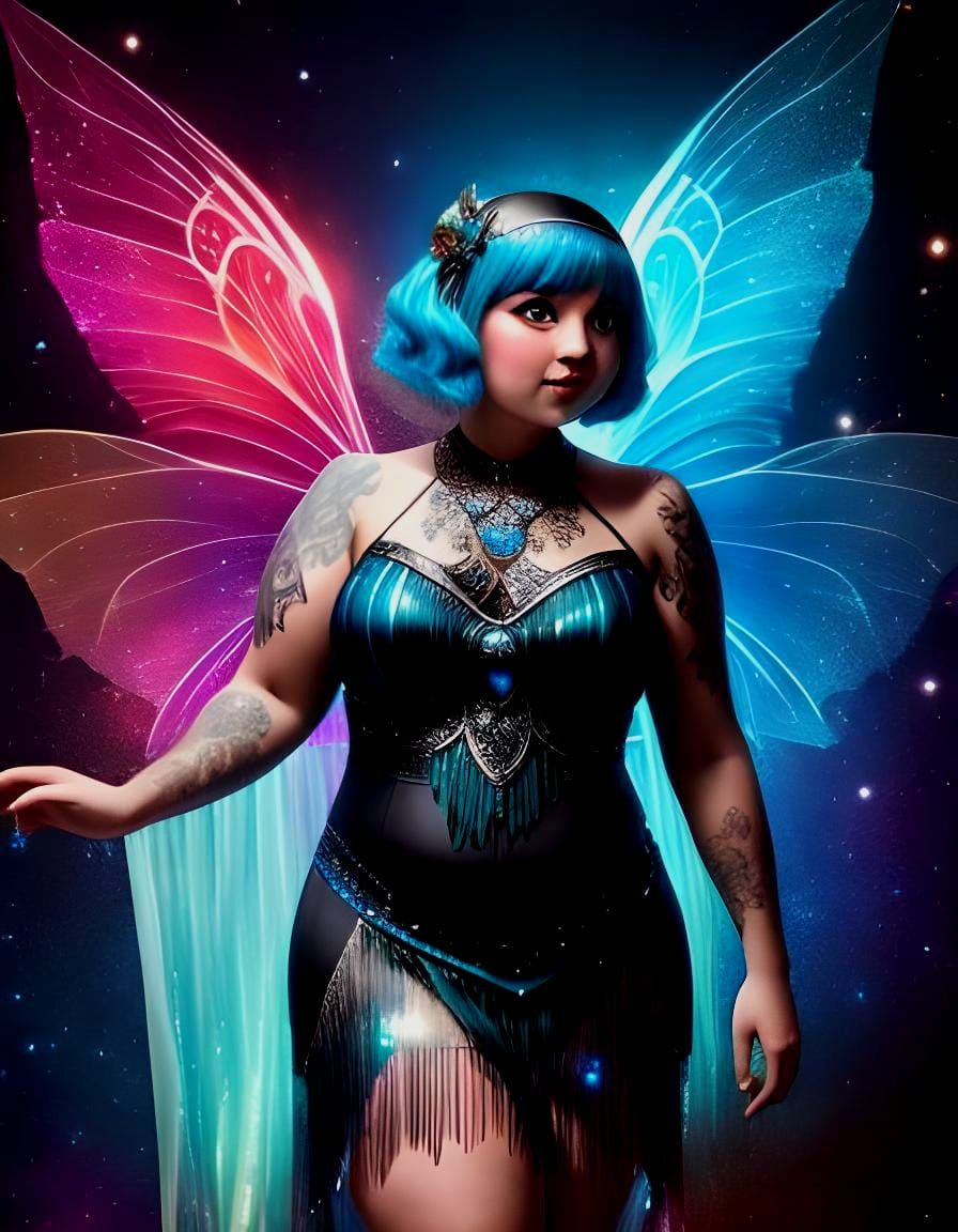 Tattooed Fairy in Fae Speakeasy, 1920s Style