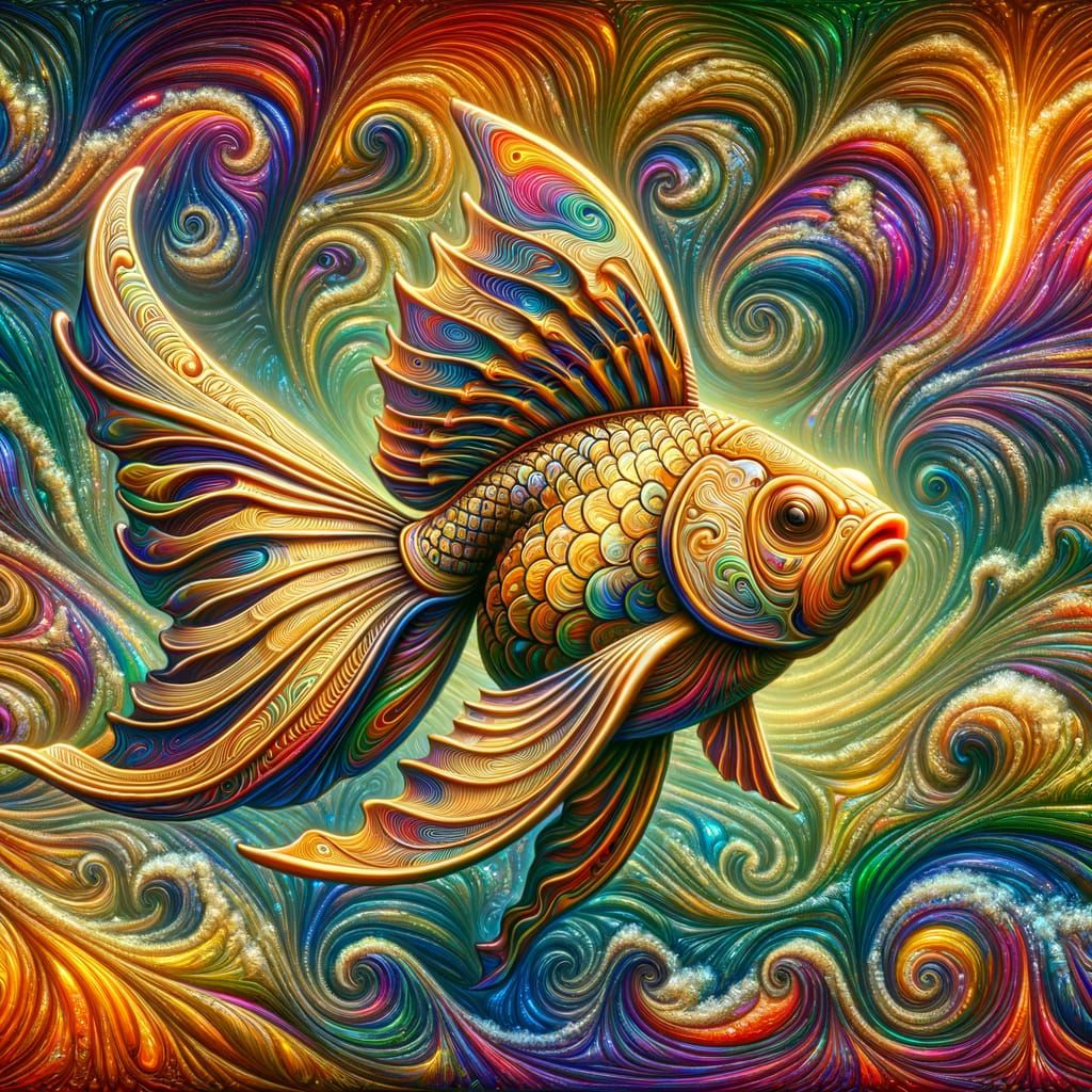 Dreamlike Goldfish in Psychedelic Light