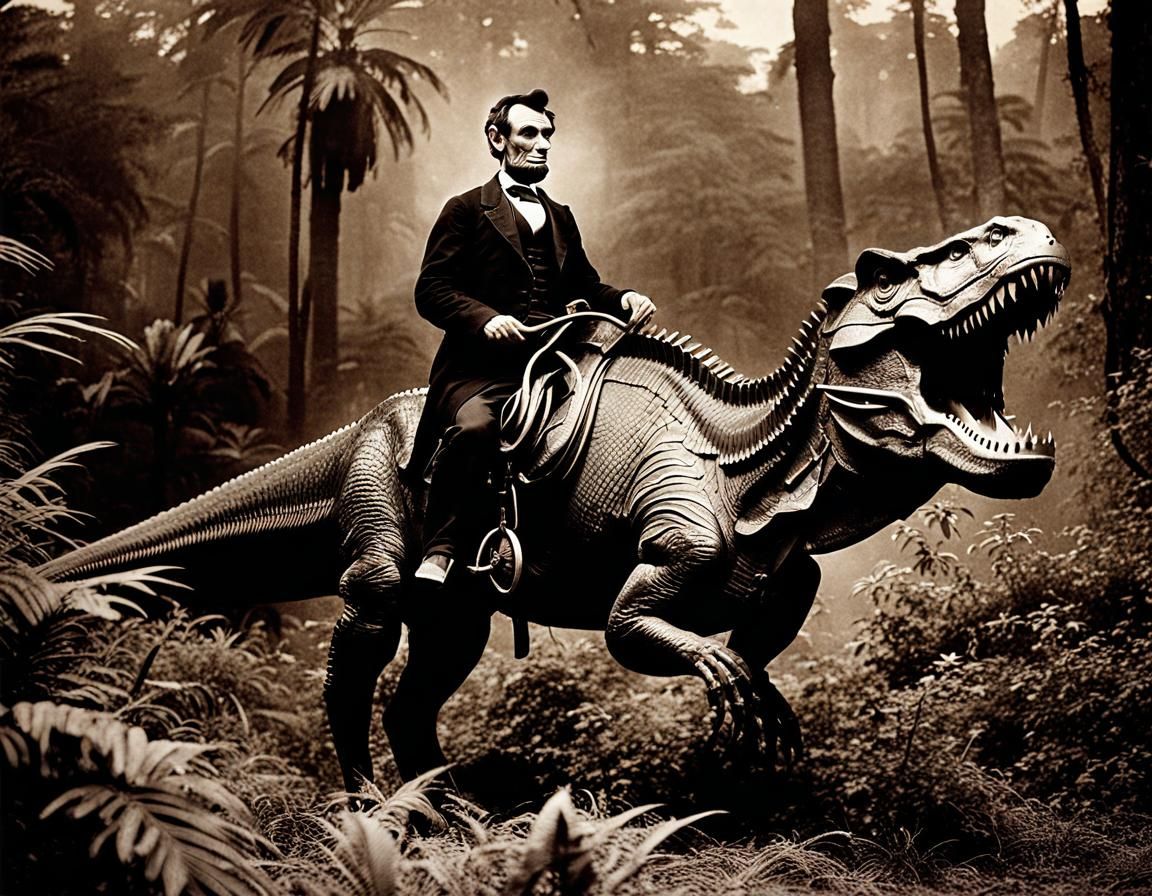 Lincoln Rides a T-Rex in Historical Photo