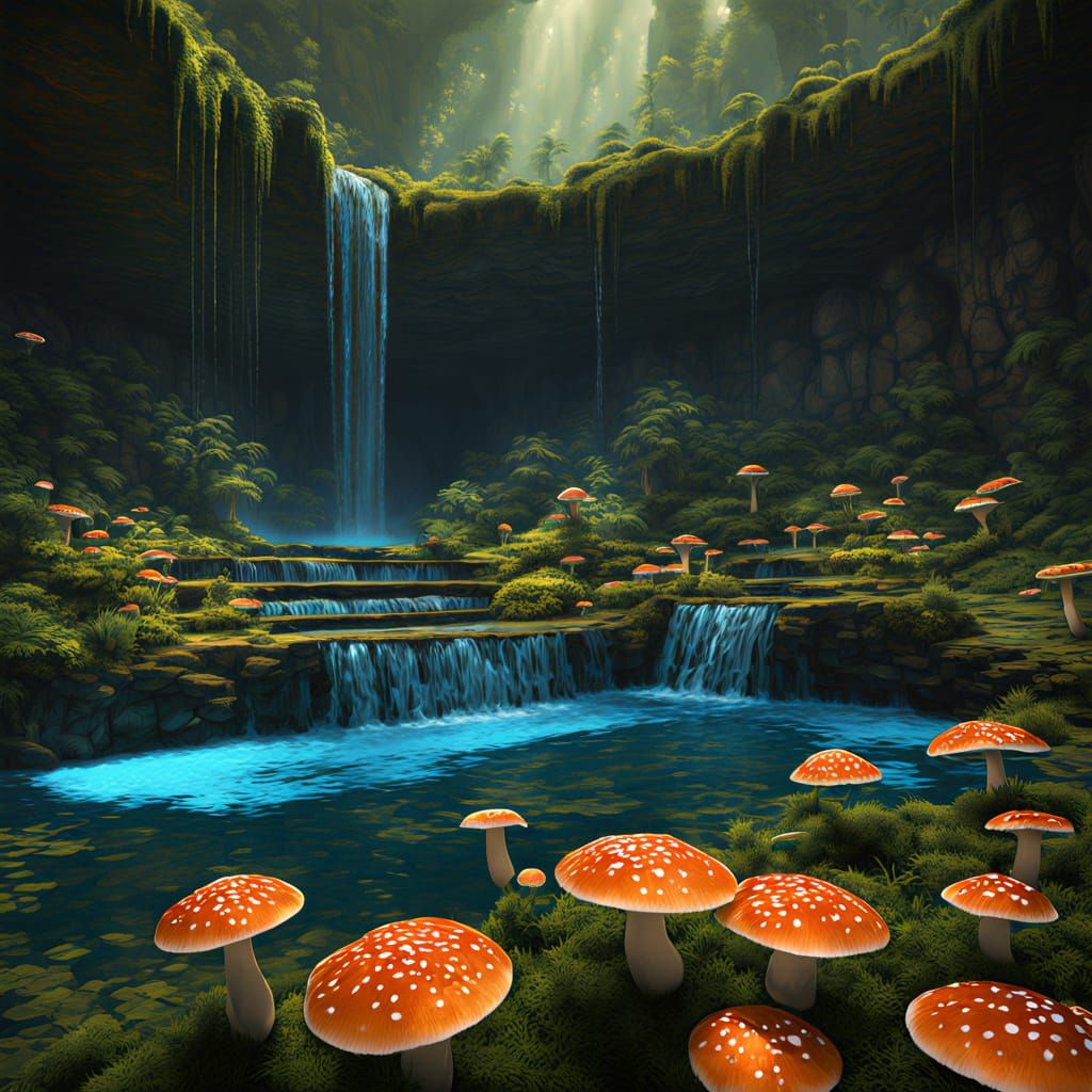 Enchanted Grotto in a Fantastical Forest