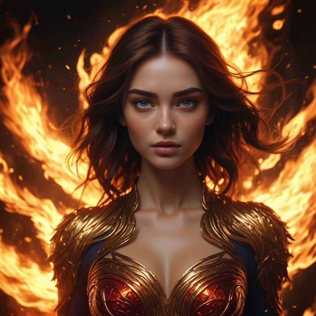 Ethereal Phoenix Emerges from Fiery Inferno