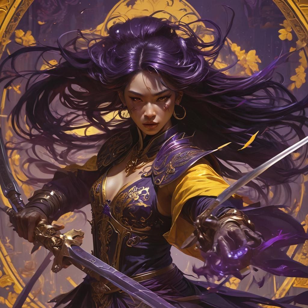 Yuan-ti Pureblood with Psi-Blades in Art Nouveau Style