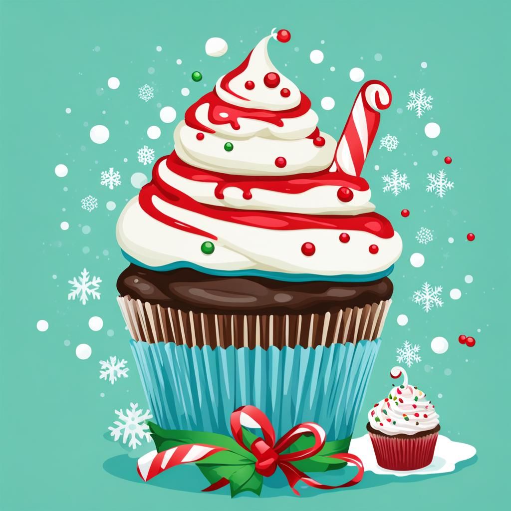 Christmas Cupcake with Playful Frosting Message