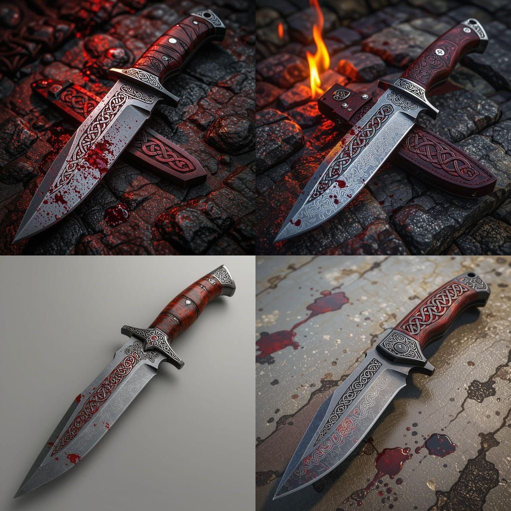 Ultra Realistic Tactical Knife with Celtic Engravings