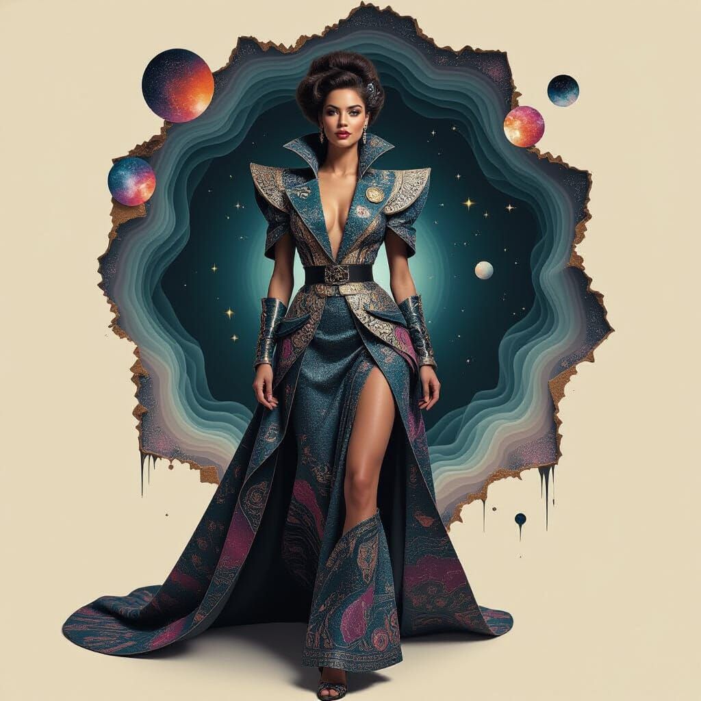 Nebula Dress: Surreal Portal Fine Art Collage