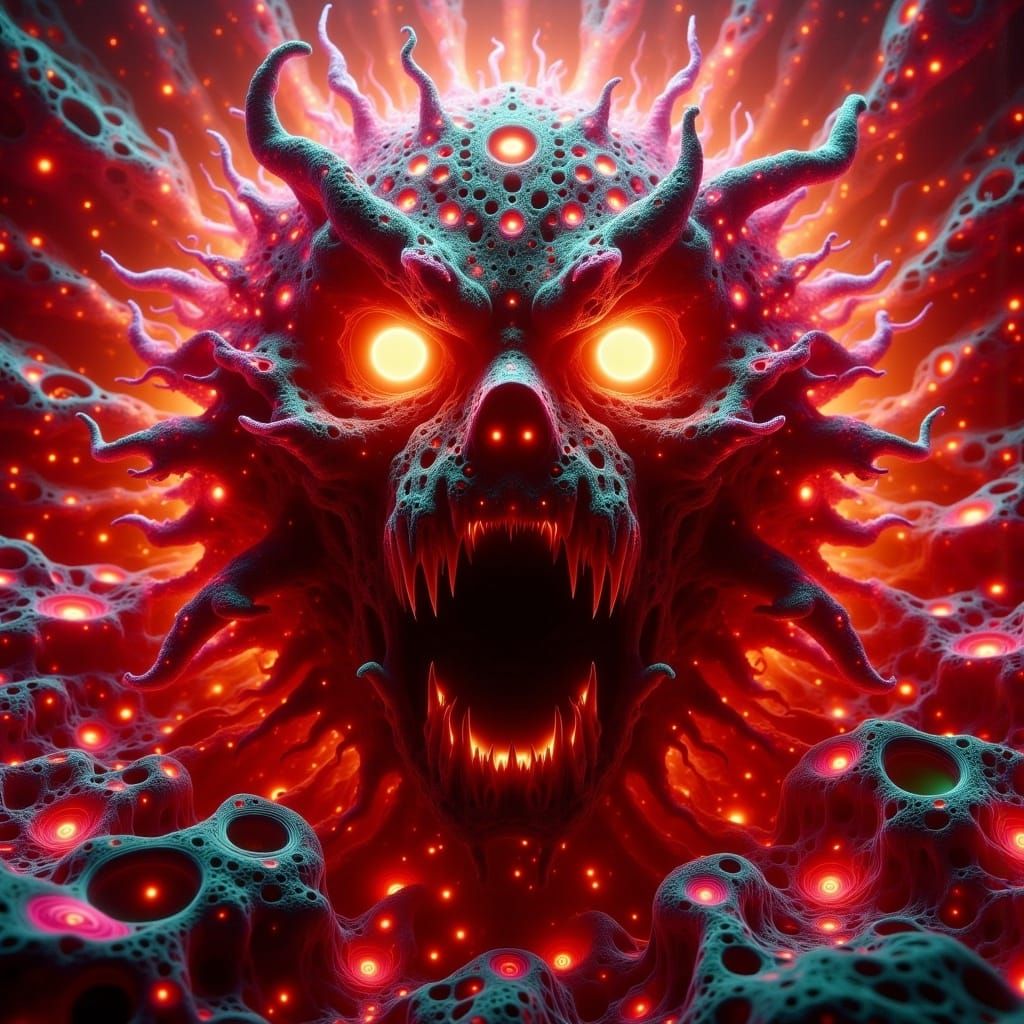 Wrath Embodied: A Coral Texture Face of Rage