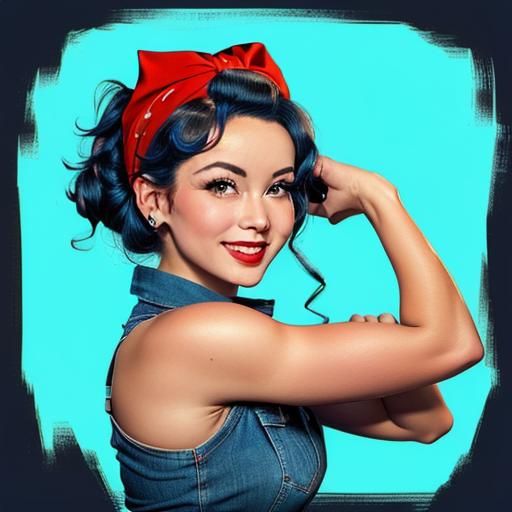 Iconic Rosie the Riveter in Pop Art Style