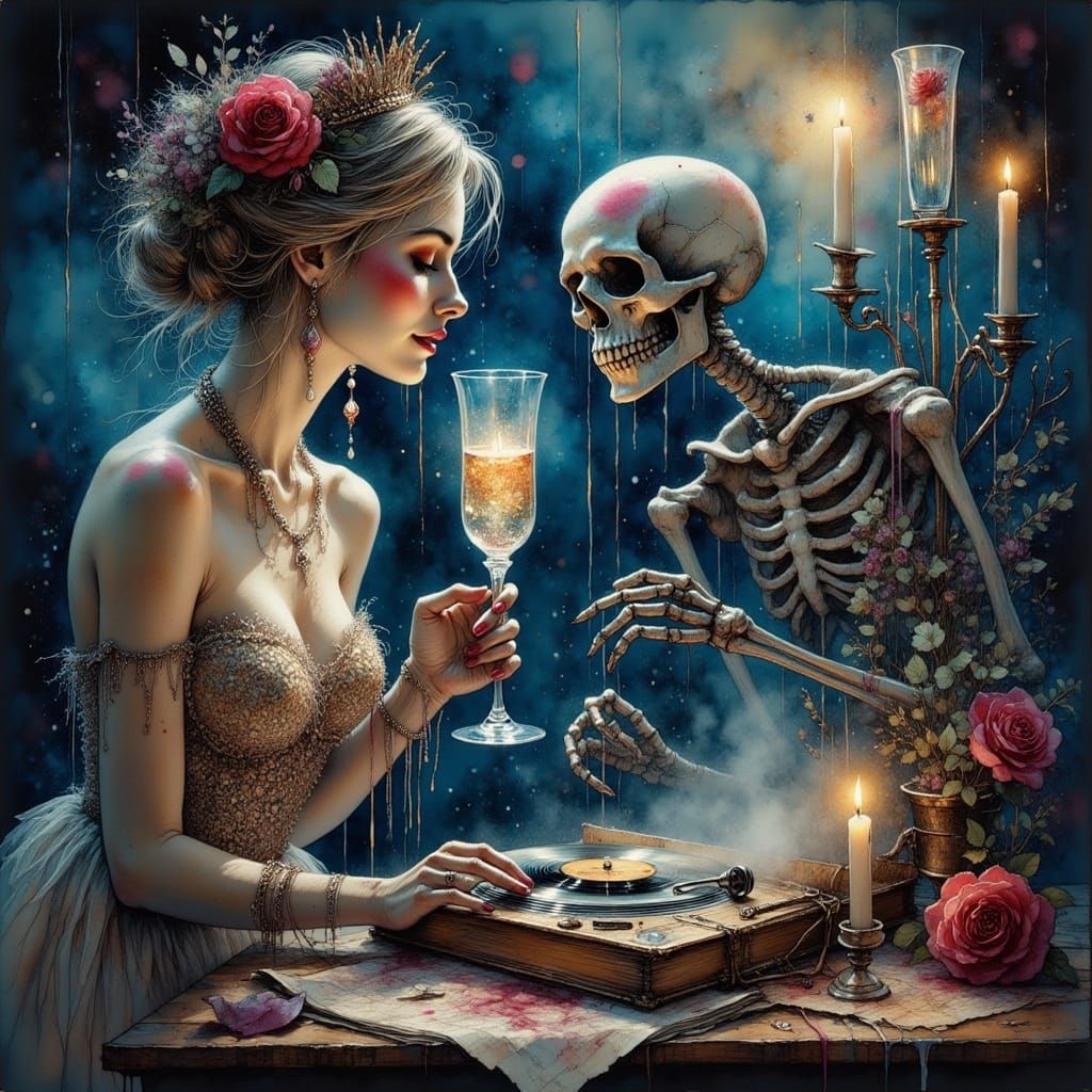 Haunting New Year's Eve Ball with Skeleton Royalty