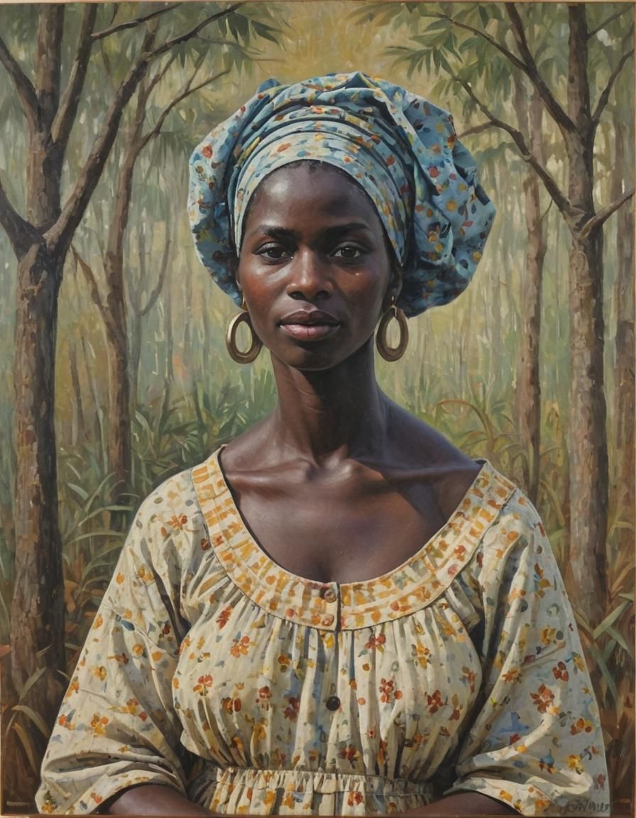Gullah Geechee Woman in Impressionist Folk Art
