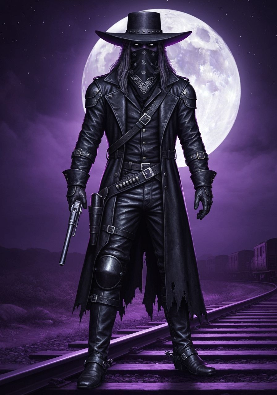 Mysterious Old West Gunslinger in Dark Fantasy Style