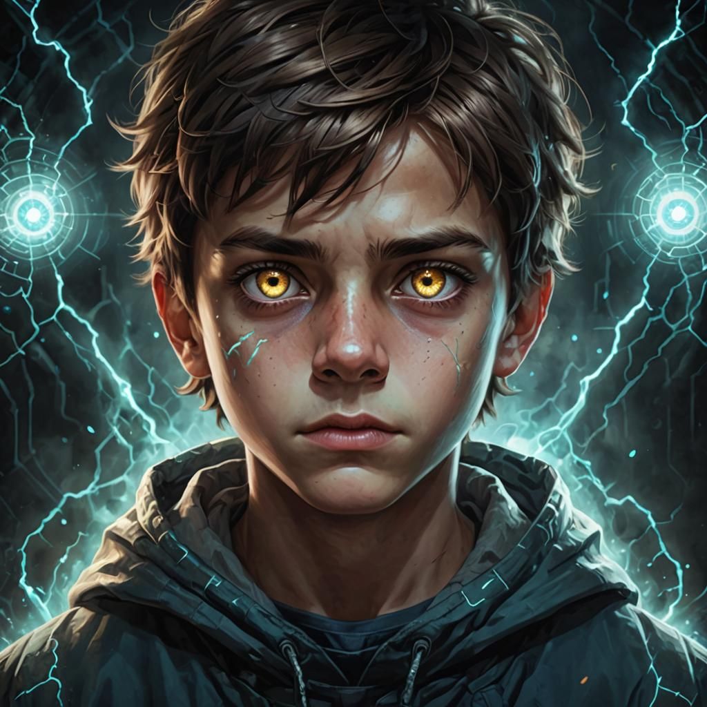 Boy with Psionic Eyes in Photo Realistic Style