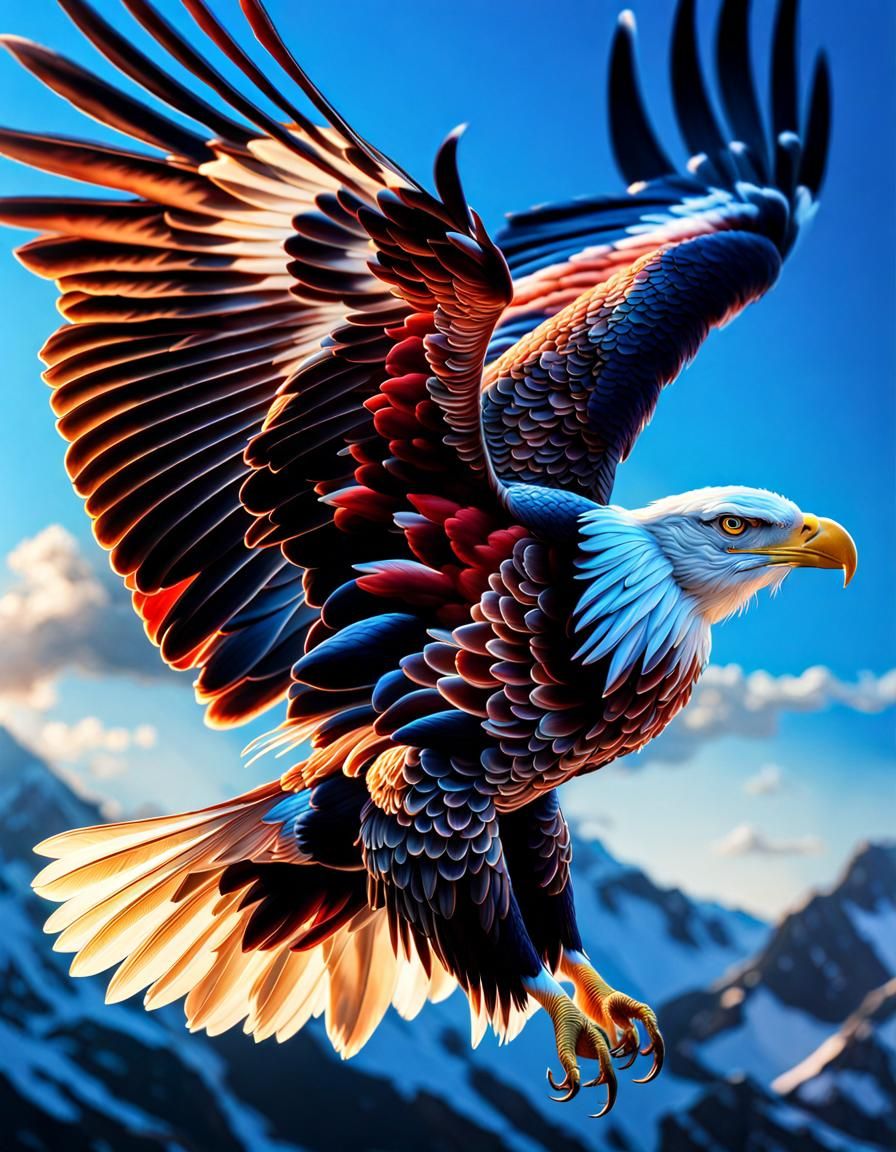 Bald eagle in majestic flight