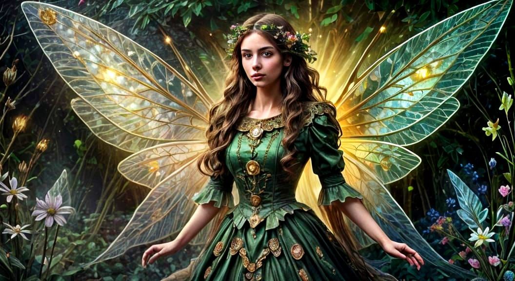 Whimsical Fairy Portrait in Jewel Tones