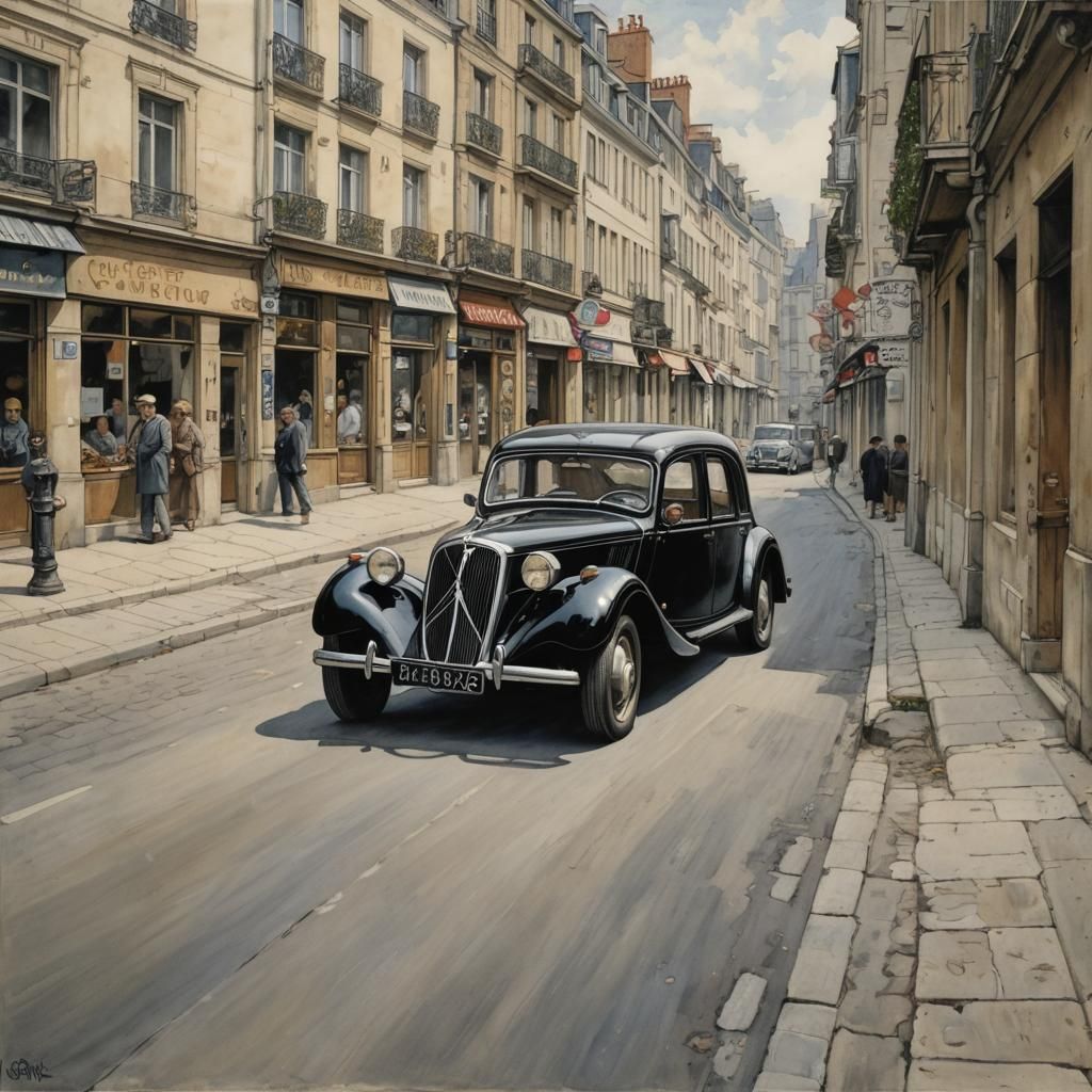1939 Citroën in Le Havre, Comic Art Style