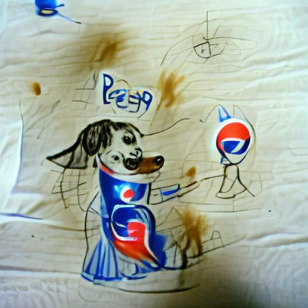Dog Drinking Pepsi: Child's Drawing