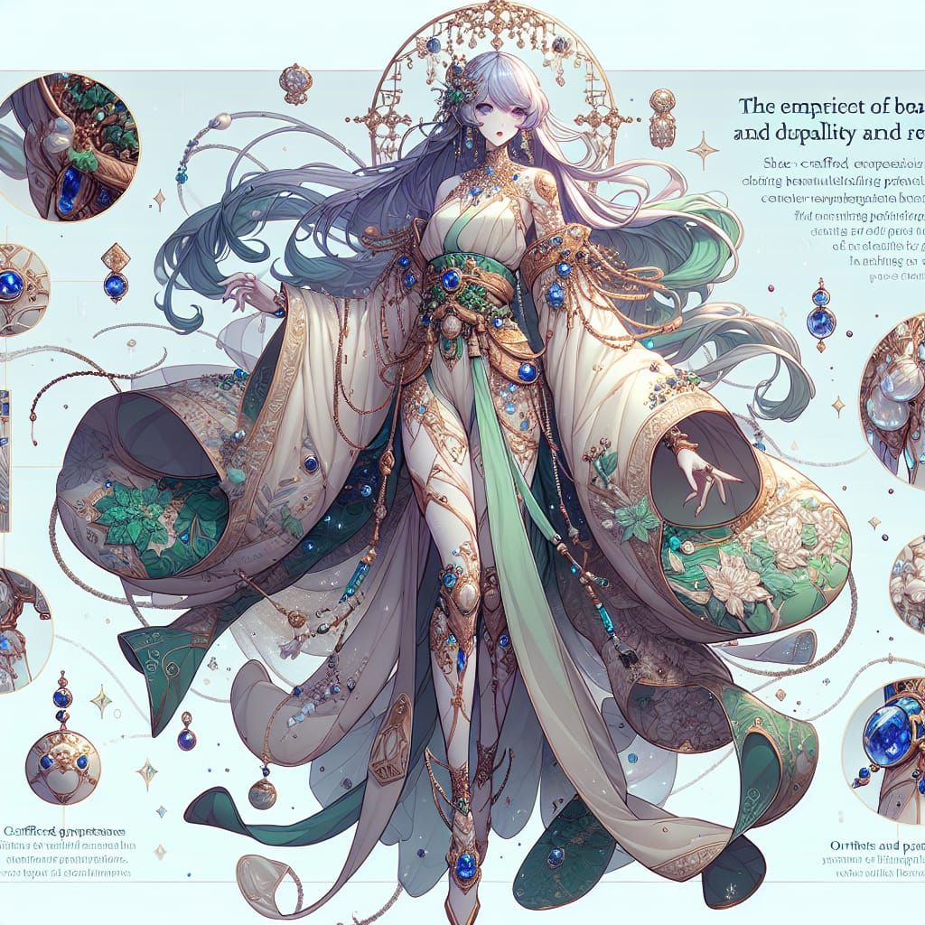 Android Goddess in Porcelain with Kintsugi and Mystic Jewelr...