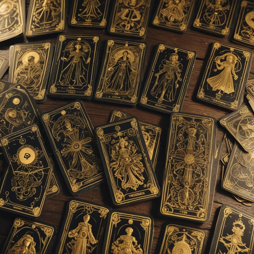 Mystical Tarot Cards in Oil Painting Style
